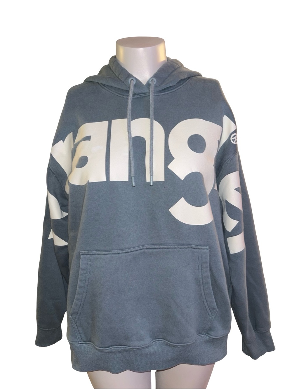 Wrangler Slate Blue Pullover Hoodie with Cream Logo - Picture 2 of 5